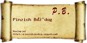 Pinzich Bódog névjegykártya